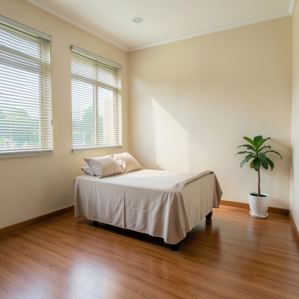 Quiet clinic consultation room between patients with tidy surfaces and natural light