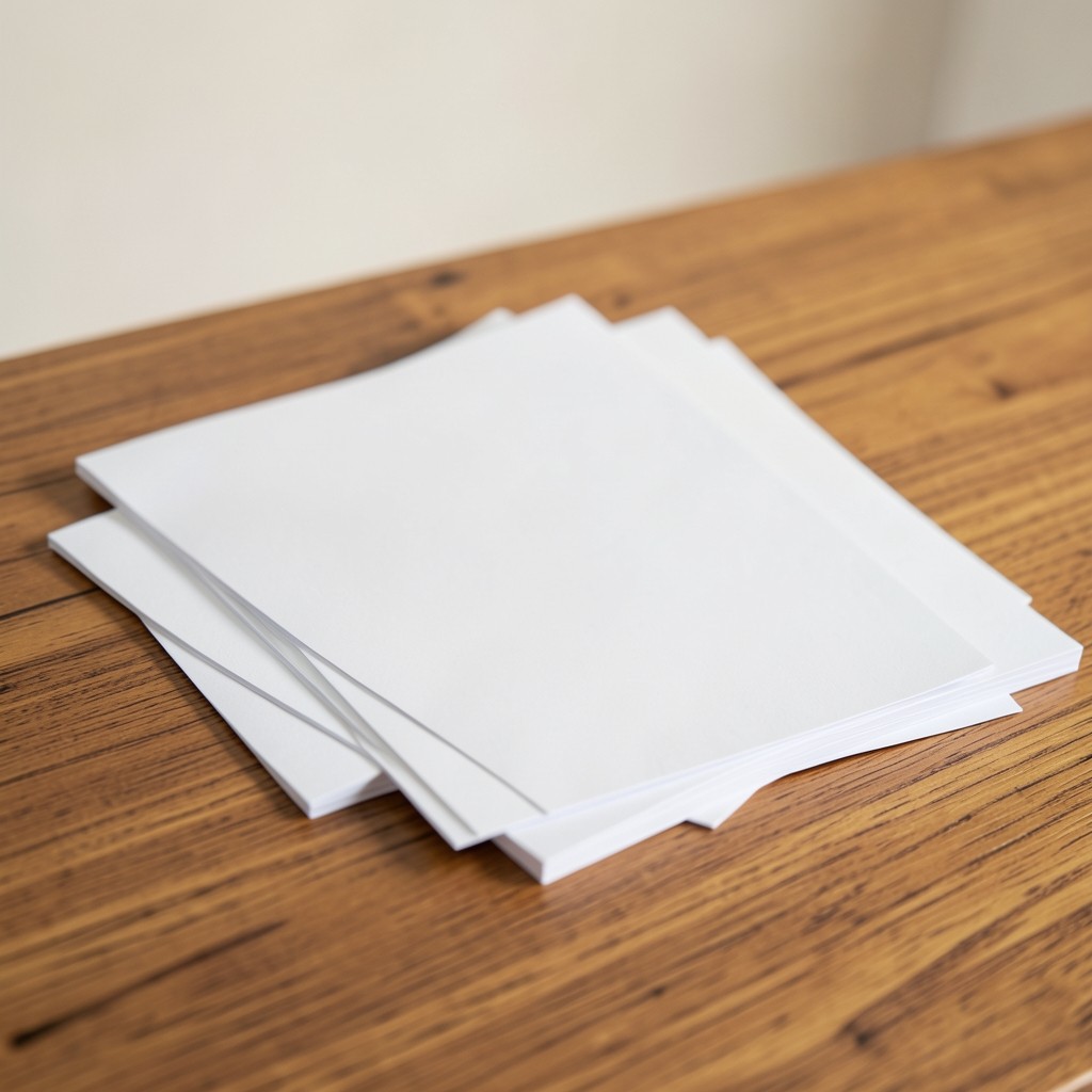 Printed board presentation pack of clinic charts arranged on a wooden table